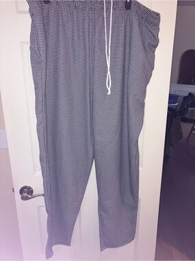 Men's Black & White Drawstring Chef Pants